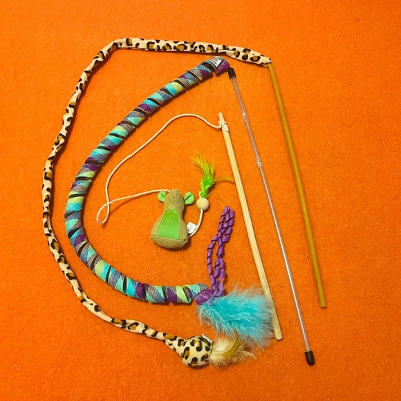 Lot of 3 (three) cat teasers toys EUC - Picture 1 of 4